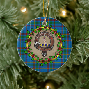 Bain Clan Abzeichen & Tartan Personalisierte Weihn Keramik Ornament