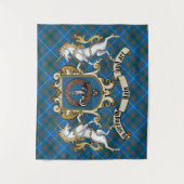 Bain Clan Abzeichen & Unicorns mit Tartan Wandteppich (Vorderseite)