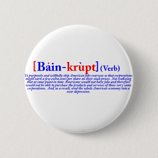 Bain-krupt (Verb) Button (Vorderseite)
