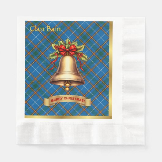 Bain Personalisiert Tartan Christmas Serviette (Vorderseite)