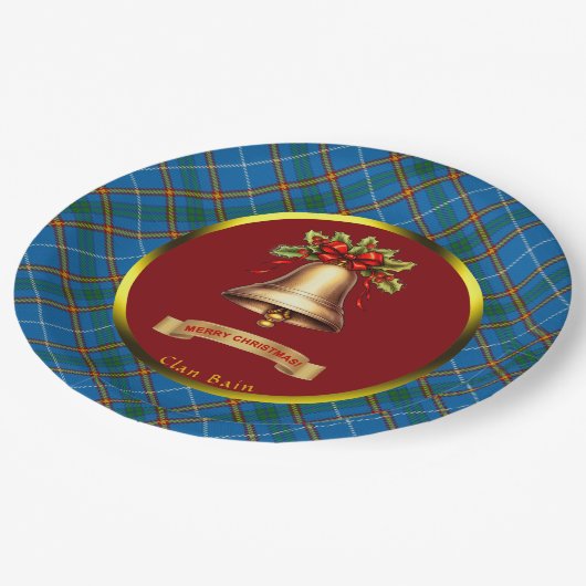 Bain Tartan Personalisiert Weihnachten Pappteller (Schrägansicht)