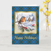 Bain Wappen & Tartan w/Robin Personalisiert Karte (Gelbe Blume)