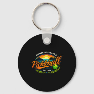 Bainbridge Insel Pickleball Retro-Sonnenuntergang- Schlüsselanhänger