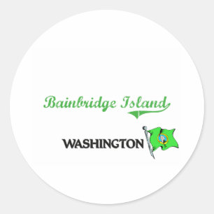 Bainbridge Insel-Washington-Stadt-Klassiker Runder Aufkleber