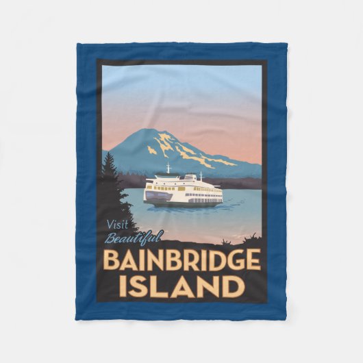 Bainbridge Island Retro-Stift Poster Art Fleecedecke (Vorderseite)
