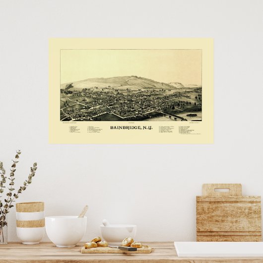 Bainbridge, NY Panoramic Map - 1889 Poster (Küche)