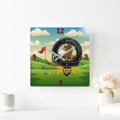 Baird Clan Abzeichen Golf Quadratische Wanduhr (Zuhause)