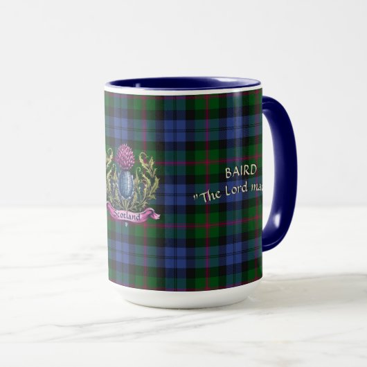 Baird Clan Abzeichen & Tartan Tasse (VorderseiteRechts)