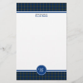 Baird Family Tartan Blue und Green Kariert Monogra Briefpapier