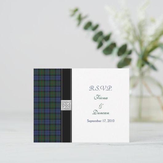 Baird Tartan Celtic Wedding Response Card RSVP Karte (Stehend Vorderseite)