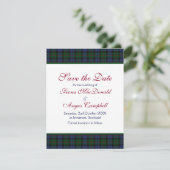 Baird Tartan Wedding Save the Date Card (Stehend Vorderseite)
