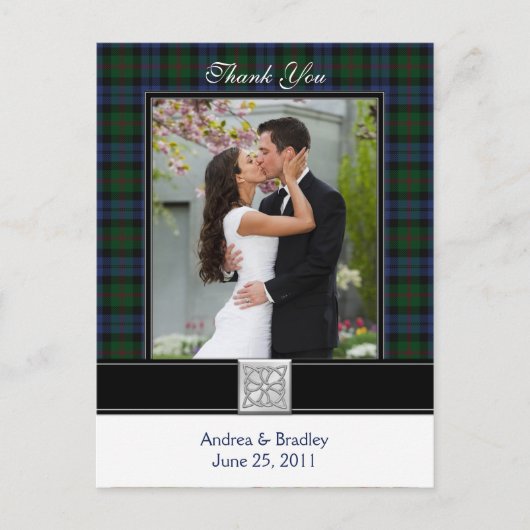 Baird Tartan Wedding Vielen Dank Postcard Postkarte (Vorderseite)