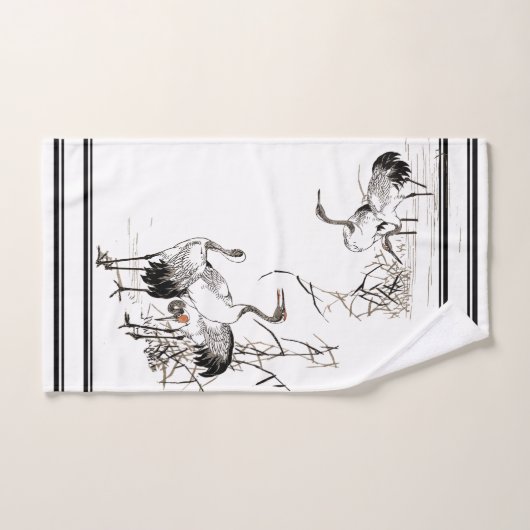 Bairei Crane Bird Wildlife Japanisches Badetuch Se Badhandtuch Set (Handtuch)