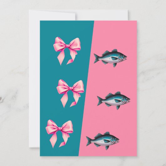 Baits oder Bows Blau oder Rosa Fishing-Gender-Offe Einladung (Rückseite)