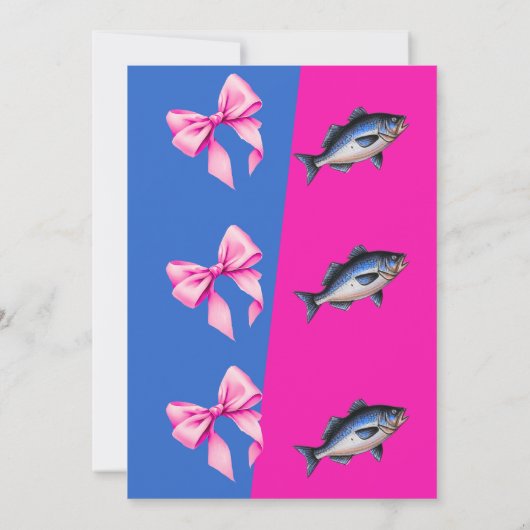 Baits oder Bows Blau oder Rosa Fishing-Gender-Offe Einladung (Rückseite)