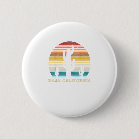 Baja California Cactus Vintag Retro Desert Souven Button (Vorderseite)