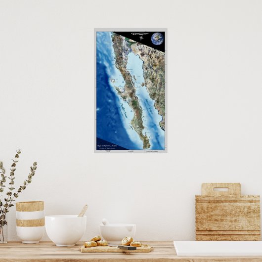 Baja California, Mexiko-Satellitenposter Poster (Küche)
