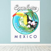 Baja California Sur Mexico Retro-Logo Leinwanddruck (Insitu (Holzboden))