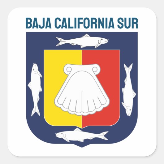 Baja California Sur Wappen Quadratischer Aufkleber (Vorderseite)