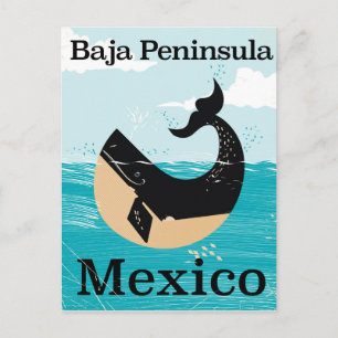 Baja Halbinsel Mexiko Reiseplakat Postkarte
