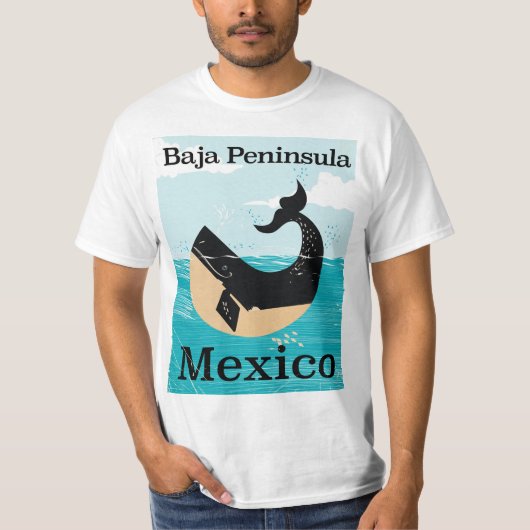 Baja Halbinsel Mexiko Reiseplakat T-Shirt (Vorderseite)