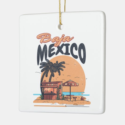 Baja Mexico Seaside Bar Distressed Keramikornament (Links)