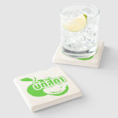 Bak Sida Ō Farang geschrieben in Thai Isaan Dialec Steinuntersetzer (Seitenansicht)