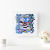 Bakar Quadratische Wanduhr (Zuhause)