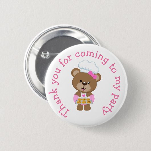 Bake Birthday Party "Danke für's Kommen" Button (Vorne & Hinten)