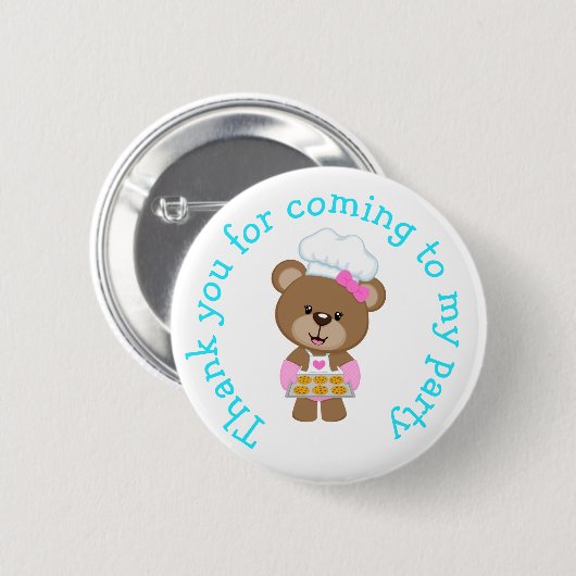 Bake Birthday Party "Danke für's Kommen" Button (Vorne & Hinten)