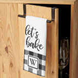Bake Buffalo Karierte Monogramm Schwarz-weiß Geschirrtuch<br><div class="desc">Einfaches Buffalo kariertes Küchenhandtuch mit Platz für Ihr Monogramm.</div>