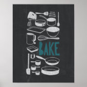 Bake - Chalkboard Küche Art Poster (Vorne)