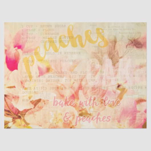 Bake mit Liebe und Pfirsiche Collage Seidenpapier (Vorderseite)