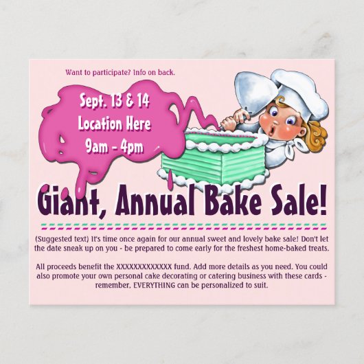 Bake Sale 2-seitige, individuell anpassbare Werbea Flyer (Vorne)
