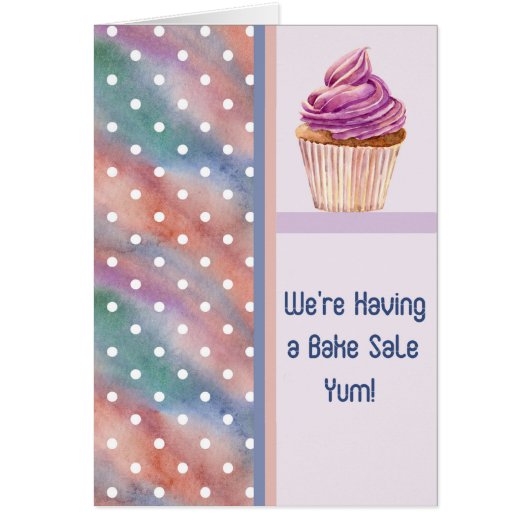 Bake-Sale-Ankündigungskarte mit Cupcake (Vorne)