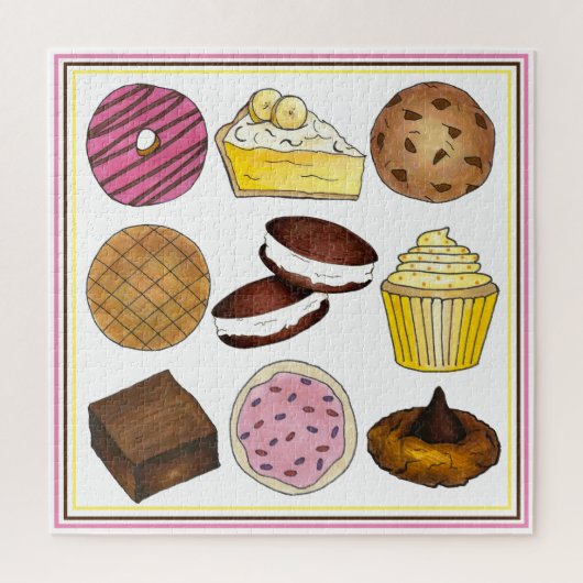 Bake Sale Classics Donut Pie Cupcake Cookies Puzzle (Vertikal)