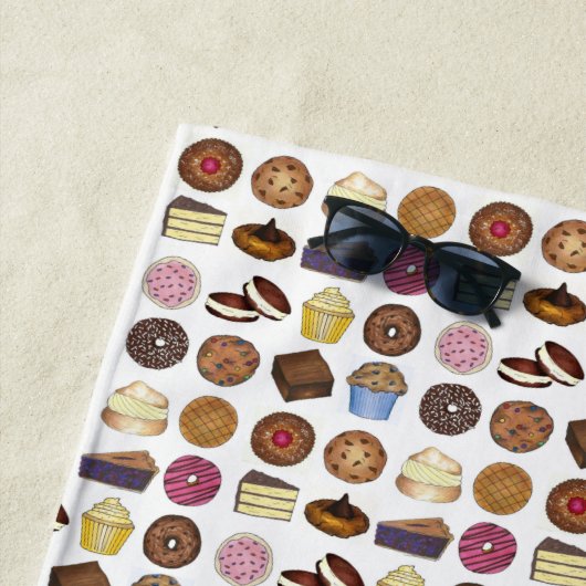 Bake Sale Donut Cupcake Creme Puff Pie Slice Strandtuch (Beispiel)