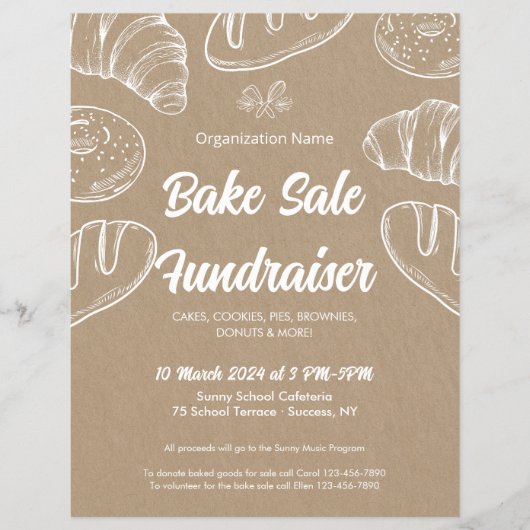 Bake Sale Fundraiser Church School Ankündigung Flyer (Vorne)