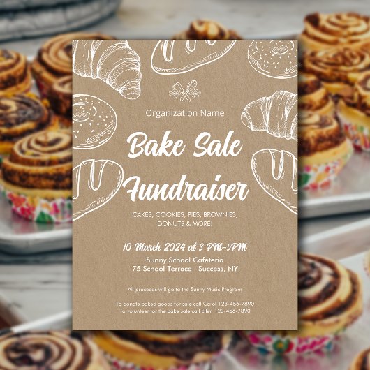 Bake Sale Fundraiser Church School Ankündigung Flyer