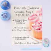 Bake Sale Fundraiser Flyer Pink Cupcakes Design (Einzeln)