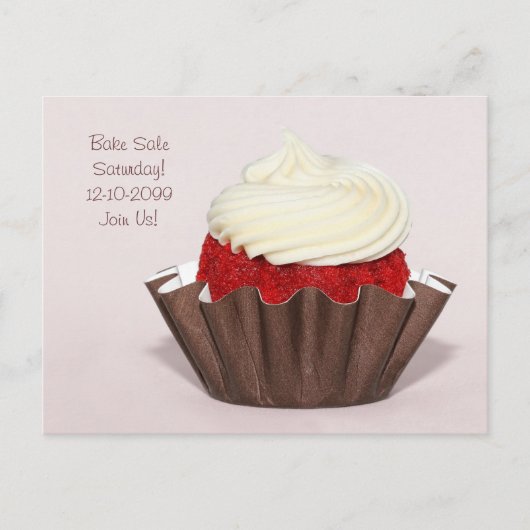 Bake Sale Fundraiser Postcard Red Velvet Cupcak Postkarte (Vorderseite)
