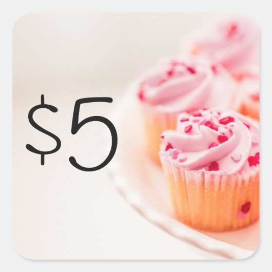 Bake Sale Fundraiser Price Stickers Pink Cupcakes (Vorderseite)