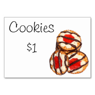 Bake Sale Fundraiser Table Signage Card Cookies Tischnummer
