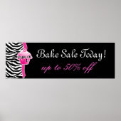 Bake Sale Poster Niedlich Zebra Cupcake Pink (Vorne)