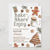 Bake Share Enjoy Christmas Birthday Party Einladung (Vorderseite)