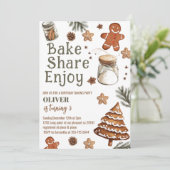 Bake Share Enjoy Christmas Birthday Party Einladung (Stehend Vorderseite)