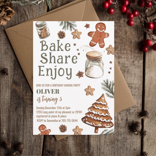 Bake Share Enjoy Christmas Birthday Party Einladung