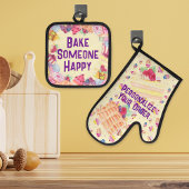 Bake Someone Happy Watercolor Desserts Ofenhandschuh & Topflappen-Set