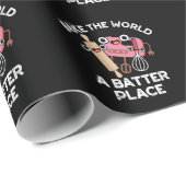 Bake the World a Batter Place Backpuff Dunkle BG Geschenkpapier (Rolleneckpunkt)