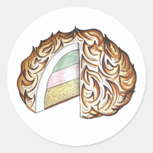 Baked Bombe Alaska Ice Cream Cake Dessert Futter Runder Aufkleber